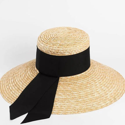 Chapeau de paille d'été pour femme - Beige/blanc - M (56 - 58cm) | La boutique du chapeau