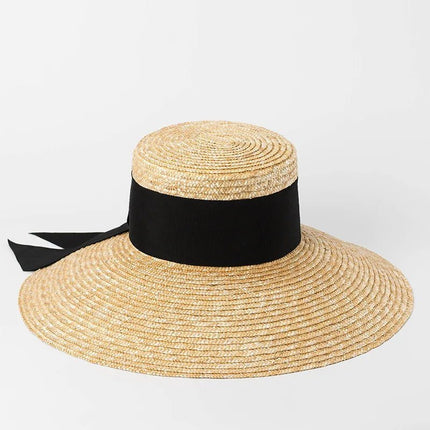 Chapeau de paille d'été pour femme - Marron/noir - M (56 - 58cm) | La boutique du chapeau