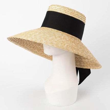 Chapeau de paille d'été pour femme - Marron/noir - M (56 - 58cm) | La boutique du chapeau