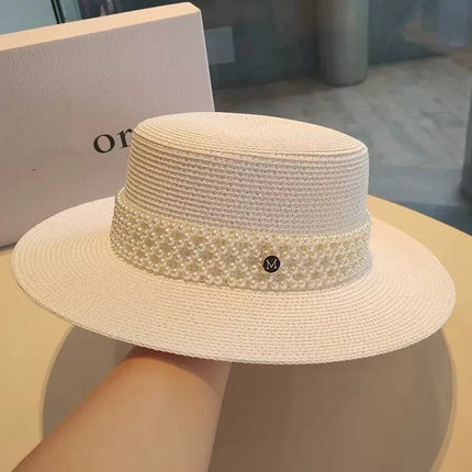 Chapeau de paille élégant - Blanc - M (56 - 58cm) | La boutique du chapeau