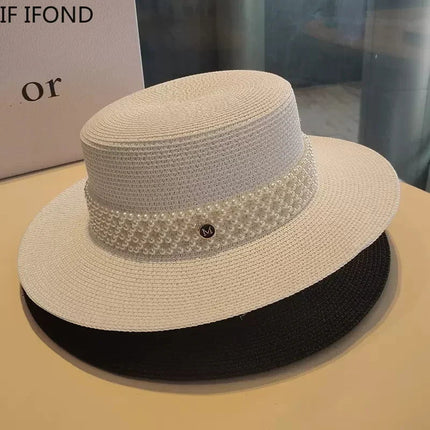 Chapeau de paille élégant - Crème - M (56 - 58cm) | La boutique du chapeau