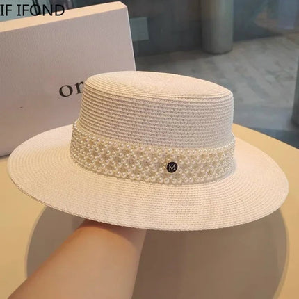 Chapeau de paille élégant - Crème - M (56 - 58cm) | La boutique du chapeau