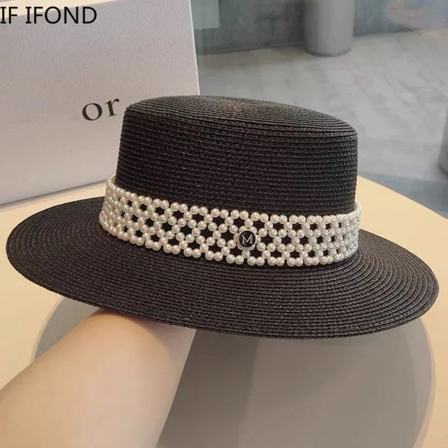 Chapeau de paille élégant - Crème - M (56 - 58cm) | La boutique du chapeau