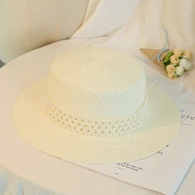Chapeau de paille élégant - Crème - M (56 - 58cm) | La boutique du chapeau