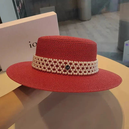 Chapeau de paille élégant - Rouge - M (56 - 58cm) | La boutique du chapeau