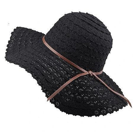 Chapeau de paille et coton - Black - M (56 - 58cm) | La boutique du chapeau