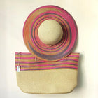 Chapeau de paille et sac de plage beige - Beige/rose - M (56 - 58cm) | La boutique du chapeau