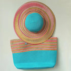 Chapeau de paille et sac de plage bleu ciel - Bleu ciel - M (56 - 58cm) | La boutique du chapeau