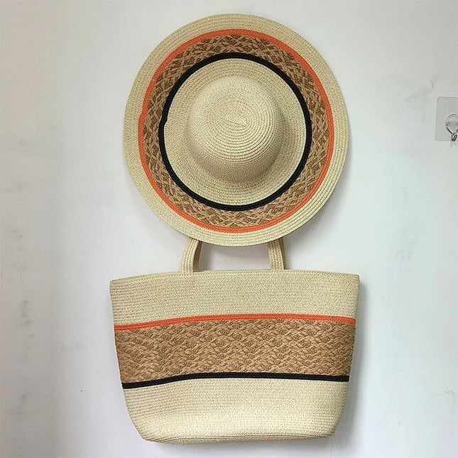 Chapeau de paille et sac de plage khaki - Khaki - M (56 - 58cm) | La boutique du chapeau