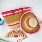 Chapeau de paille et sac de plage Multi couleur - Multi couleur - M (56 - 58cm) | La boutique du chapeau