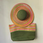 Chapeau de paille et sac de plage violet - Vert - M (56 - 58cm) | La boutique du chapeau
