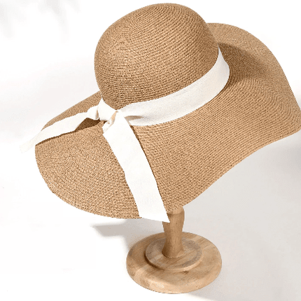 Chapeau de paille femme chic - khaki - beige - M (56 - 58cm) | La boutique du chapeau