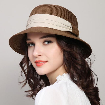 chapeau de paille femme d'été chapeau de soleil - Marron - M (56 - 58cm) | La boutique du chapeau