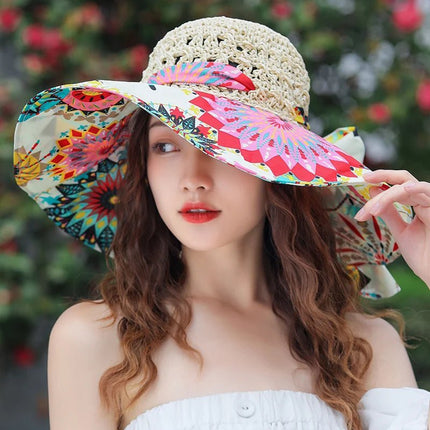 Chapeau de paille floral - Beige - M (56 - 58cm) | La boutique du chapeau
