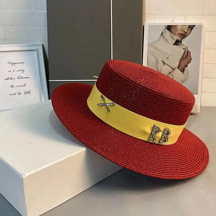 Chapeau de paille français - Rouge/jaune - M (56 - 58cm) | La boutique du chapeau