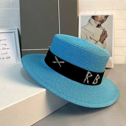 Chapeau de paille français - Bleu/noir - M (56 - 58cm) | La boutique du chapeau