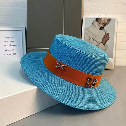 Chapeau de paille français - Bleu/marron - M (56 - 58cm) | La boutique du chapeau