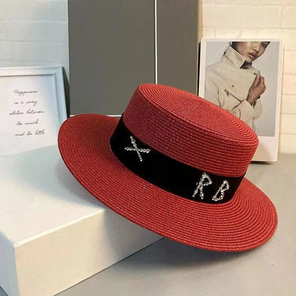 Chapeau de paille français - Rouge/noir - M (56 - 58cm) | La boutique du chapeau