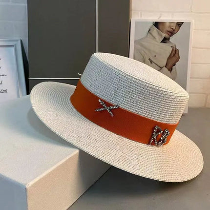 Chapeau de paille français - Blanc/rouge - M (56 - 58cm) | La boutique du chapeau