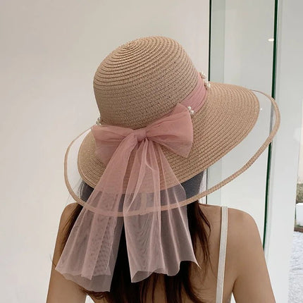 Chapeau de paille perlé - Marron - M (56 - 58cm) | La boutique du chapeau