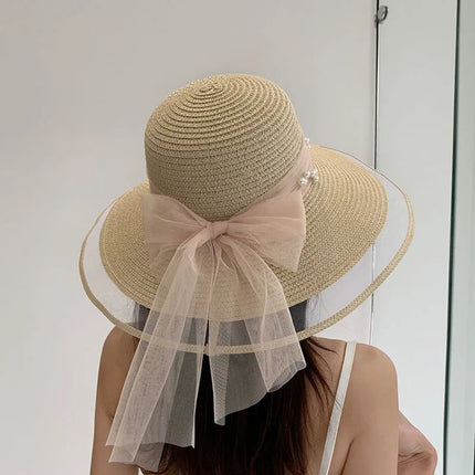 Chapeau de paille perlé - Marron - M (56 - 58cm) | La boutique du chapeau