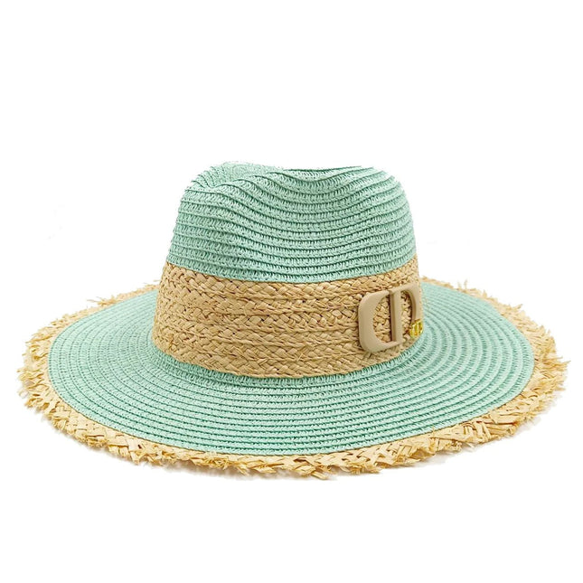 Chapeau de paille pour femme - Bleu - M (56 - 58cm) | La boutique du chapeau
