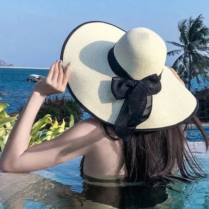 Chapeau de paille pour femme - Ivoire Garniture noire - M (56 - 58cm) | La boutique du chapeau