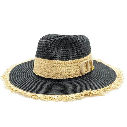 Chapeau de paille pour femme - Noir - M (56 - 58cm) | La boutique du chapeau