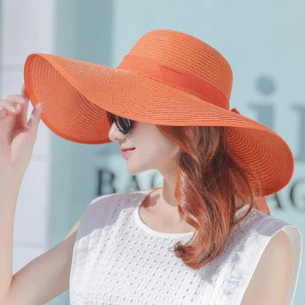 Chapeau de paille pour femme - Orange - M (56 - 58cm) | La boutique du chapeau