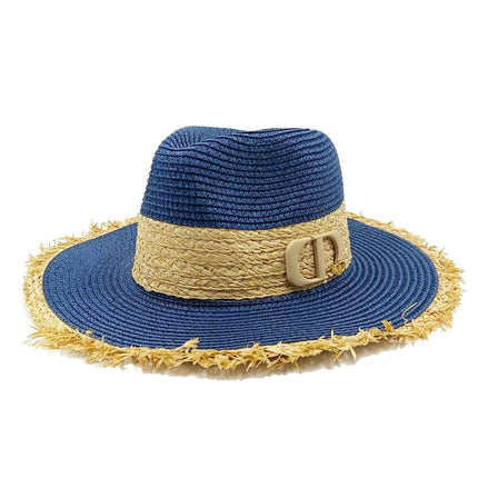 Chapeau de paille pour femme - Bleu foncé - M (56 - 58cm) | La boutique du chapeau