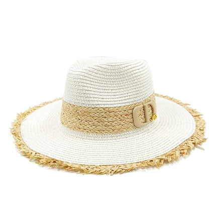 Chapeau de paille pour femme - Blanc - M (56 - 58cm) | La boutique du chapeau