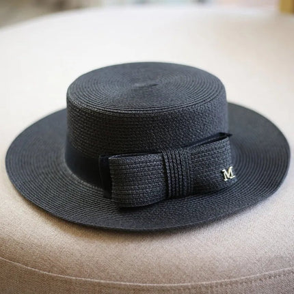 Chapeau de paille rétro - Noir - M (56 - 58cm) | La boutique du chapeau