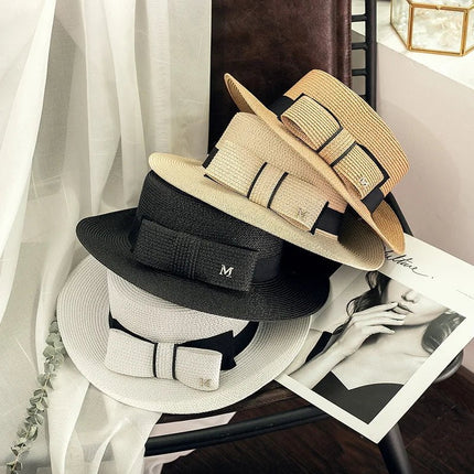 Chapeau de paille rétro - Noir - M (56 - 58cm) | La boutique du chapeau