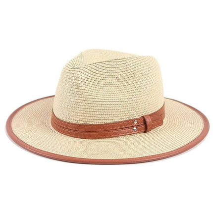 Chapeau de paille ruban cuir - Blanc - M (56 - 58cm) | La boutique du chapeau