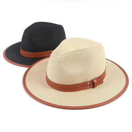 Chapeau de paille ruban cuir - Blanc - M (56 - 58cm) | La boutique du chapeau
