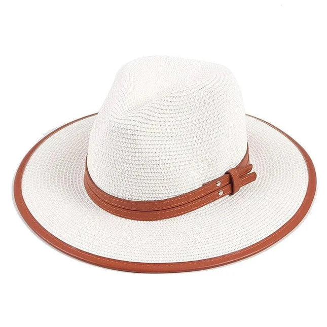 Chapeau de paille ruban cuir - Blanc - M (56 - 58cm) | La boutique du chapeau