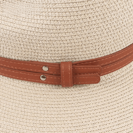 Chapeau de paille ruban cuir - Blanc - M (56 - 58cm) | La boutique du chapeau