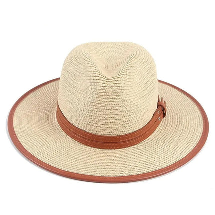 Chapeau de paille ruban cuir - Blanc - M (56 - 58cm) | La boutique du chapeau