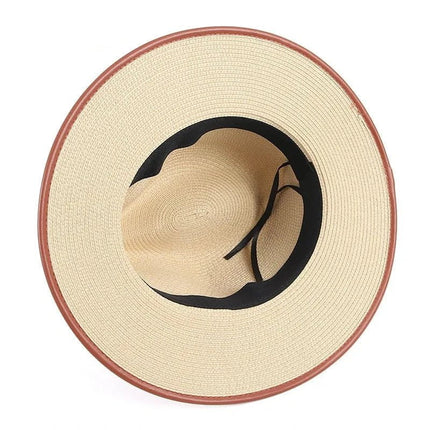 Chapeau de paille ruban cuir - Blanc - M (56 - 58cm) | La boutique du chapeau
