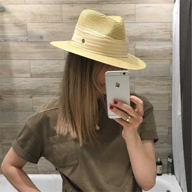 Chapeau de paille ruban élégant - Jaune - M (56 - 58cm) | La boutique du chapeau