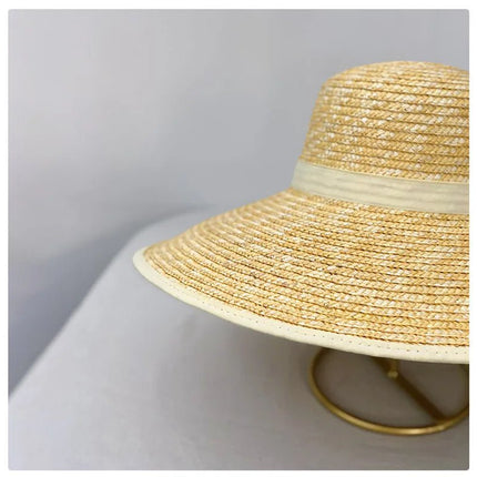 Chapeau de paille tissé à large bord - M (56 - 58cm) - | La boutique du chapeau