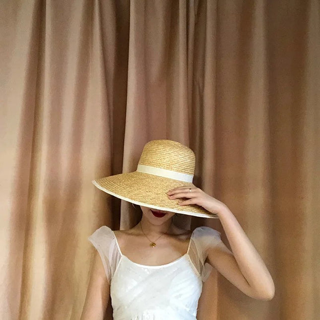 Chapeau de paille tissé à large bord - M (56 - 58cm) - | La boutique du chapeau