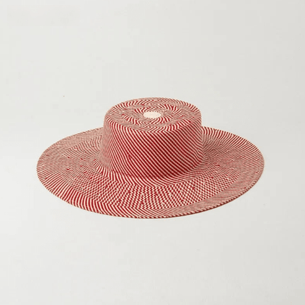 Chapeau de paille tissé à rayures rouges - Avec ruban - M (56 - 58cm) | La boutique du chapeau