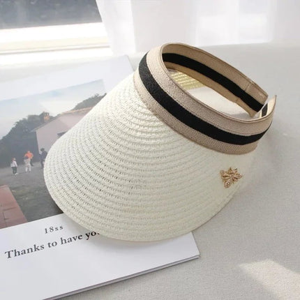 Chapeau de paille visière - Blanc - Ajustable (du 54 au 59) | La boutique du chapeau