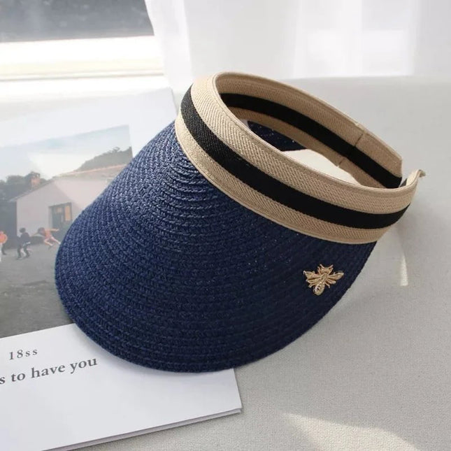 Chapeau de paille visière - Bleu - Ajustable (du 54 au 59) | La boutique du chapeau