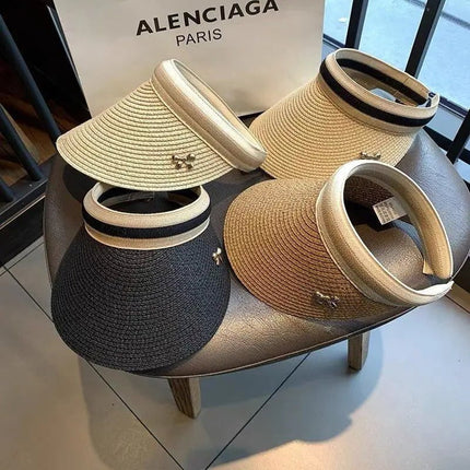 Chapeau de paille visière - Bleu - Ajustable (du 54 au 59) | La boutique du chapeau