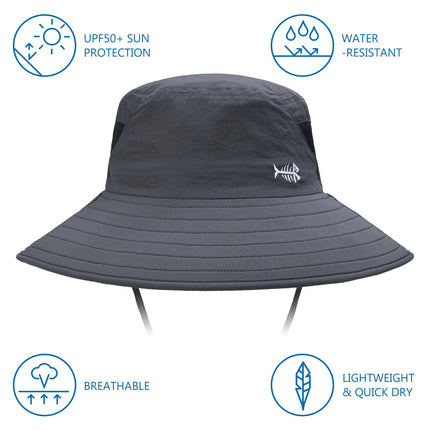Chapeau de pêche femme imperméable - Gris foncé - Ajustable (du 54 au 59) | La boutique du chapeau