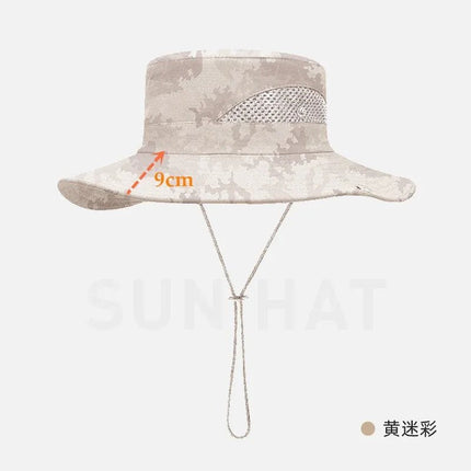 Chapeau de pêcheur pour l'été - 9cm jaune camouflage - XXL (62 - 63cm) | La boutique du chapeau