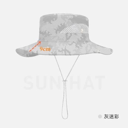 Chapeau de pêcheur pour l'été - 9cm gris camouflage - XXL (62 - 63cm) | La boutique du chapeau