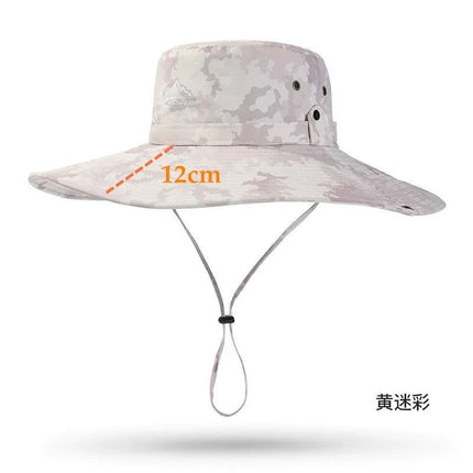 Chapeau de pêcheur pour l'été - 12cm jaune camouflage - XXL (62 - 63cm) | La boutique du chapeau